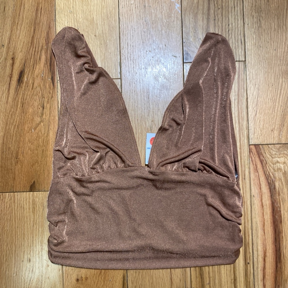 Brown V-Neck Top